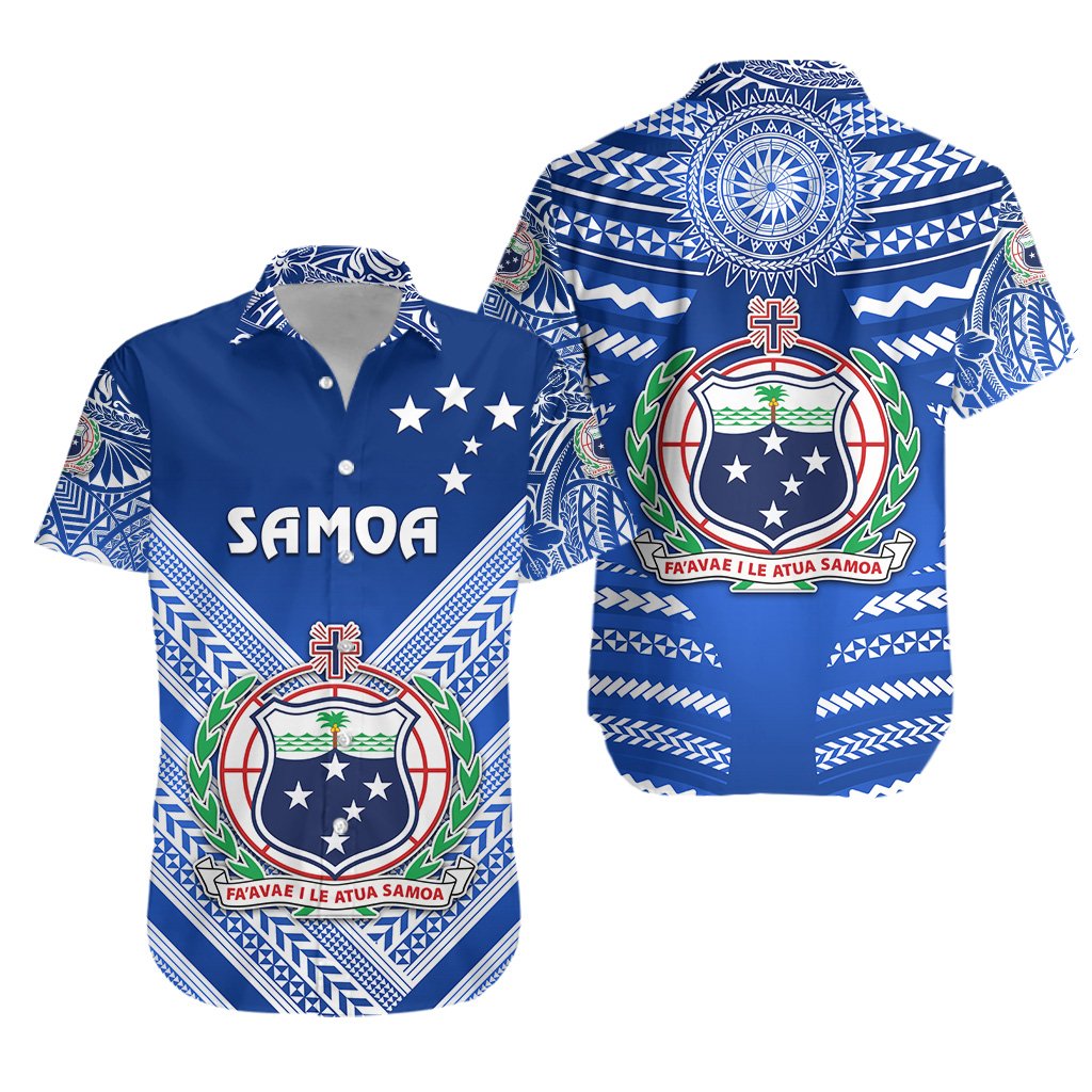 Manu Samoa Rugby Hawaiian Shirt Creative Style - Full Blue Unisex Blue - Polynesian Pride