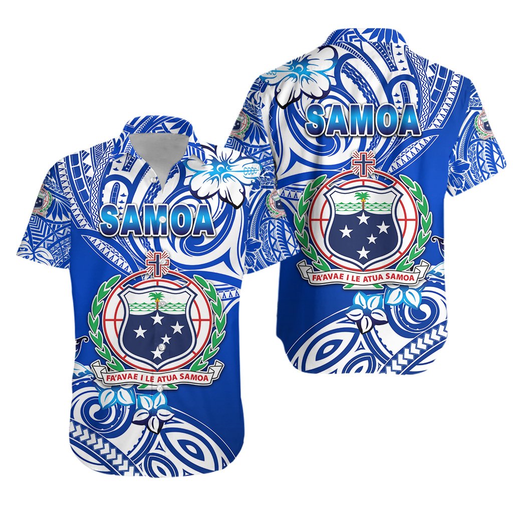Manu Samoa Rugby Hawaiian Shirt Unique Vibes Coat Of Arms - White Unisex Blue - Polynesian Pride