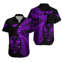 (Custom Personalised) New Zealand Haka Rugby Maori Hawaiian Shirt Silver Fern Vibes - Purple LT8 - Polynesian Pride