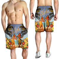 Hawaiian Aloha Hula Girl Hibiscus Polynesian Men's Shorts - AH - Polynesian Pride
