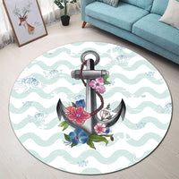 Hawaiian Anchor Hibiscus Wave Round Carpet - AH - Polynesian Pride