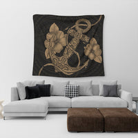 Hawaiian Anchor Poly Tribal Hibiscus Polynesian Tapestry Gold - AH - Polynesian Pride