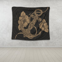 Hawaiian Anchor Poly Tribal Hibiscus Polynesian Tapestry Gold - AH - Polynesian Pride