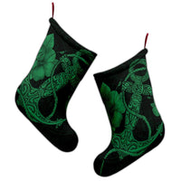 Hawaiian Anchor Poly Tribal Hibiscus Polynesian Christmas Stocking Green - AH - Polynesian Pride