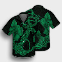 Hawaiian Anchor Poly Tribal Hibiscus Polynesian Hawaiian Shirt Green - AH - Polynesian Pride