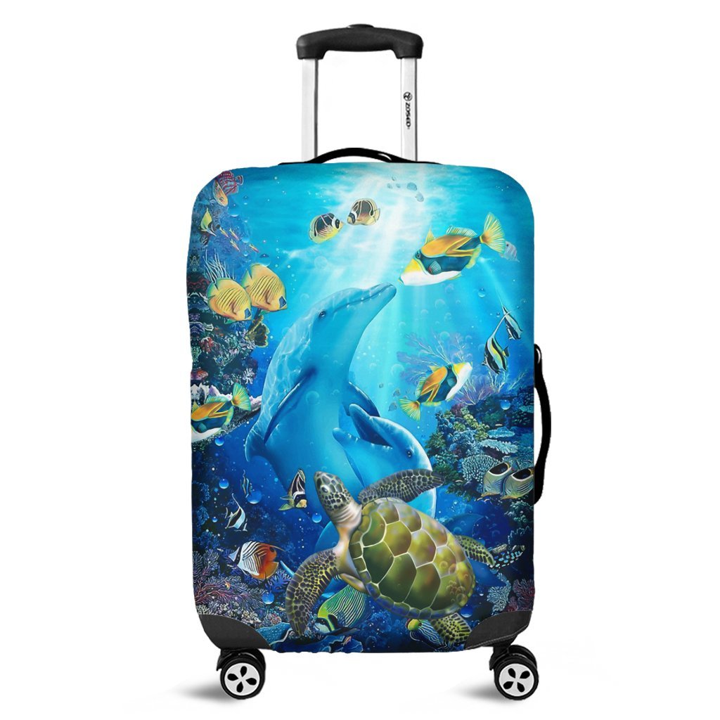 Hawaiian Animal Ocean Luggage Covers - AH Black - Polynesian Pride