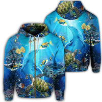 Hawaiian Animal Ocean Zip Hoodie Unisex Art - Polynesian Pride