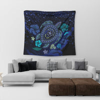 Hawaiian Blue Ocean Honu And Flowers Tapestry AH - Polynesian Pride
