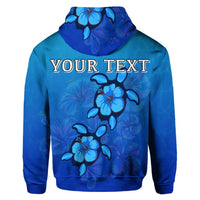 Custom Hawaiian Blue Turtle and Hibiscus Polynesian Hoodie - Polynesian Pride