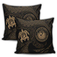 Hawaiian Coat Of Arms Turtle Polynesian Pillow Covers Gold AH - Polynesian Pride
