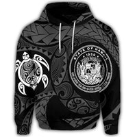 Hawaiian Coat of Arms Turtle Polynesian Hoodie White - Polynesian Pride