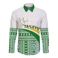 (Custom Text and Number) Tailevu Rugby Hawaii Long Sleeve Button Shirt Fiji Rugby Tapa Pattern White LT13 - Polynesian Pride