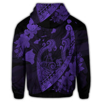 Hawaiian Fish Hook Hibiscus Banzai Surfing Polynesian Hoodie Purple - Polynesian Pride