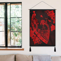 Hawaiian Fish Hook Hibiscus Banzai Surfing Polynesian Hanging Poster Red - AH - Polynesian Pride
