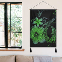 Hawaiian Fish Hook Hibiscus Plumeria Polynesian Hanging Poster - Green - AH - Polynesian Pride