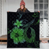 Hawaiian Fish Hook Hibiscus Plumeria Polynesian Premium Quilts - Green - AH - Polynesian Pride
