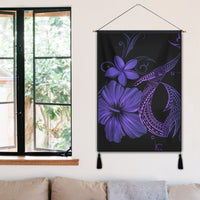 Hawaiian Fish Hook Hibiscus Plumeria Polynesian Hanging Poster - Purple - AH - Polynesian Pride
