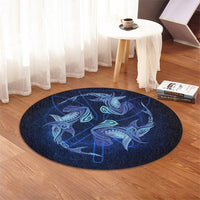 Hawaiian Hammerhead Shark Kanaka Galaxy Polynesian Round Carpet - AH - Polynesian Pride