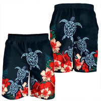 Hawaiian Hibiscus And Turtle Polynesian Men's Shorts - AH - Polynesian Pride