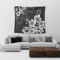 Hawaiian Hibiscus Black And White Polynesian Tapestry - AH - Polynesian Pride