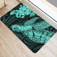 Hawaiian Hibiscus Memory Polynesian Turtle Door Mat Turquoise AH - Polynesian Pride
