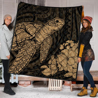 Hawaiian Hibiscus Memory Turtle Polynesian Premium Quilts Gold - AH - Polynesian Pride