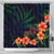 Hawaiian Hibiscus Palm Tree Background Polynesian Shower Curtain - AH 177 x 172 (cm) Black - Polynesian Pride
