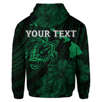 Custom Hawaiian Hibiscus Sea Turtle Swim Polynesian Hoodie Green - Polynesian Pride