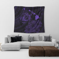 Hawaiian Hibiscus Sea Turtle Swim Polynesian Tapestry - Purple - AH - Polynesian Pride