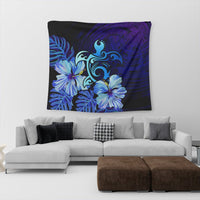 Hawaiian Hibiscus Tropical Deep Ocean Turtle Sea Tapestry - AH - Polynesian Pride