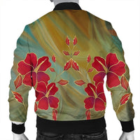 Hawaiian Hibiscus Water Color Bomber Jacket - AH - Polynesian Pride