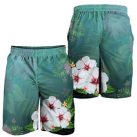 Hawaiian Hibiscus White Flower Gleeful Men's Shorts - AH - Polynesian Pride