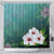 Hawaiian Hibiscus White Flower Gleeful Shower Curtain - AH 177 x 172 (cm) Black - Polynesian Pride