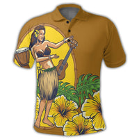 Hawaiian Hula Girl Monstera Hibiscus Polynesian Polo Shirt - Polynesian Pride