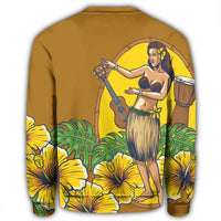 Hawaiian Hula Girl Monstera Hibiscus Polynesian Sweatshirt - AH - Polynesian Pride