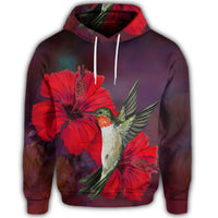 Hawaiian Hummingbird and Hibiscus Polynesian Hoodie - Polynesian Pride