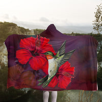 Hawaiian Hummingbird And Hibiscus Polynesian Hooded Blanket - AH - Polynesian Pride