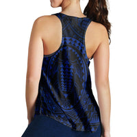 Hawaiian Kakau Honu Arc Polynesian Blue Racerback Tank - AH - Polynesian Pride