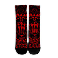 Hawaiian Kakau Honu Arc Polynesian Red Crew Socks - AH - Polynesian Pride