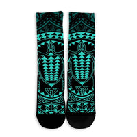 Hawaiian Kakau Honu Arc Polynesian Turquoise Crew Socks - AH - Polynesian Pride
