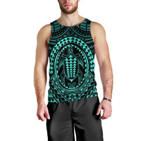 Hawaiian Kakau Honu Arc Polynesian Turquoise Tank Top - AH Black - Polynesian Pride