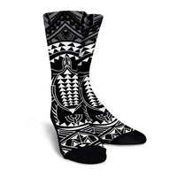 Hawaiian Kakau Honu Arc Polynesian White Crew Socks - AH - Polynesian Pride