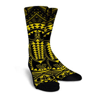 Hawaiian Kakau Honu Arc Polynesian Yellow Crew Socks - AH - Polynesian Pride
