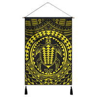 Hawaiian Kakau Honu Arc Polynesian Yellow Hanging Poster - AH Hanging Poster Cotton And Linen - Polynesian Pride