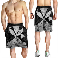 Hawaiian Kanaka Men's Shorts Hibiscus Polynesian Love - Gray - AH - Polynesian Pride