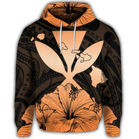 Hawaiian Kanaka Hoodie Hibiscus Polynesian Love Orange - Polynesian Pride