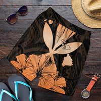 Hawaiian Kanaka Men's Shorts Hibiscus Polynesian Love - Orange - AH Art - Polynesian Pride