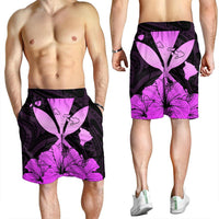 Hawaiian Kanaka Men's Shorts Hibiscus Polynesian Love - Pink - AH - Polynesian Pride