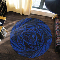 Hawaiian Kanaka Honu Hibiscus Tornando Polynesian Blue Round Carpet - AH - Polynesian Pride