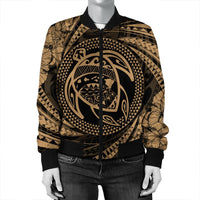 Hawaiian Kanaka Honu Hibiscus Tornando Polynesian Gold Bomber Jacket - AH - Polynesian Pride